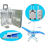 Portable Dental Delivery Turbine Unit with Air Compressor and 4 Holder + Full Folding Dental Mobile Chair GU-C204
